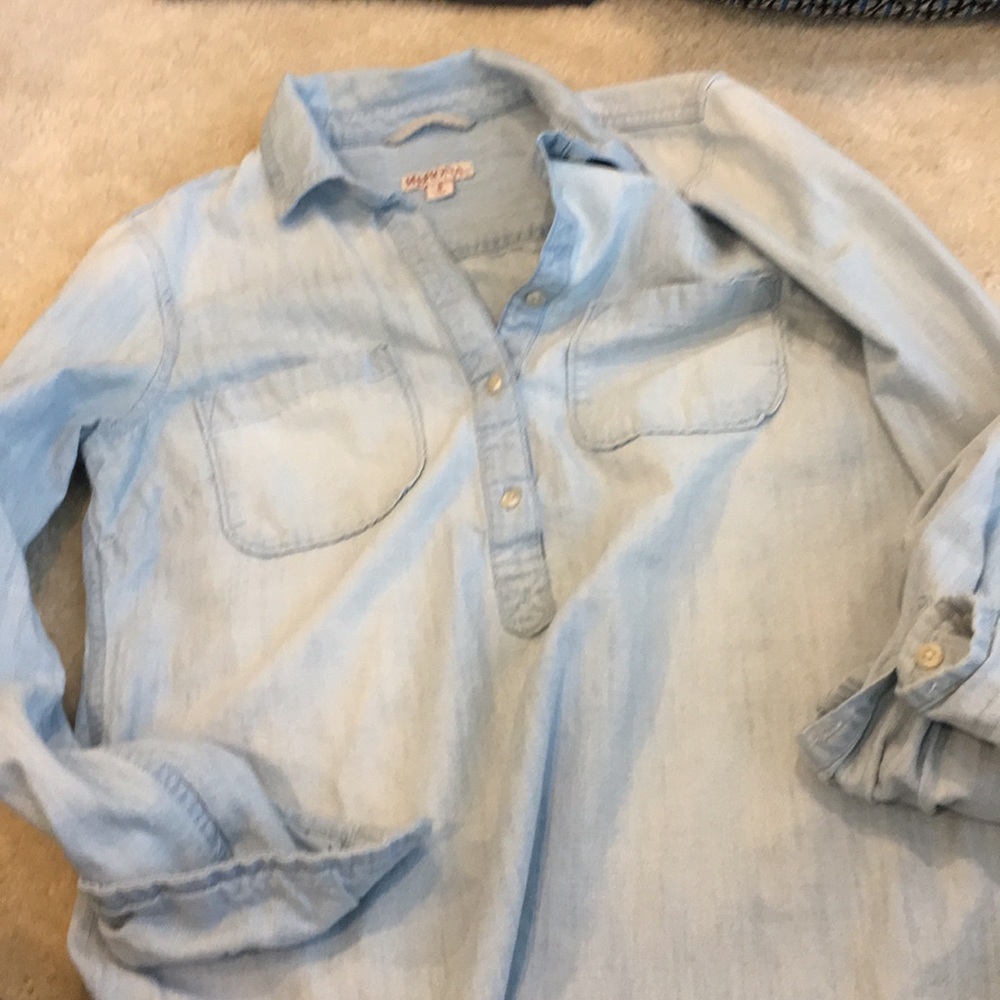Denim Collared Top
